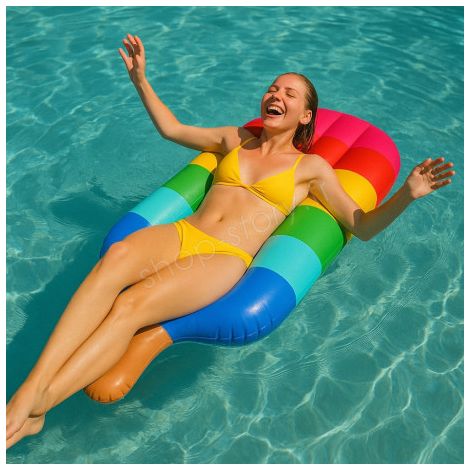 Bouée Gonflable Géante Forme Glace 107 cm Mulitcolore pour Enfants et Adultes Piscine ou Plage (1/5)