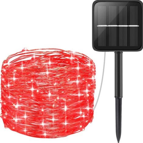 Guirlande lumineuse solaire, mini guirlande de 100 LED en fil de cuivre, guirlande féérique, décoration lumineuse solaire étanche pour intérieur et extérieur, idéale pour les jardins, la maison, la da (1/5)