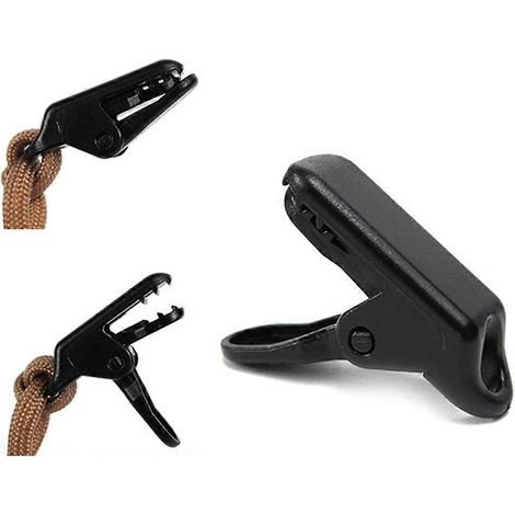 Morsetti per telone, resistenti, per tende, clip di fissaggio, 20 pezzi, in plastica nera (1/5)