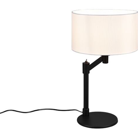 CASSIO LAMPADA DA TAVOLO METALLO NERO CON PARALUME BIANCO H. 48,3CM 1 LUCE ATTACCO E27 (1/5)