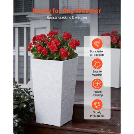 Jardinière Haute Lot de 2 Pot de Fleur Haut 55 cm pour Plantes Intérieur Extérieur Porche Entrée Terrasse Jardin, avec Style Modern… (1/5)
