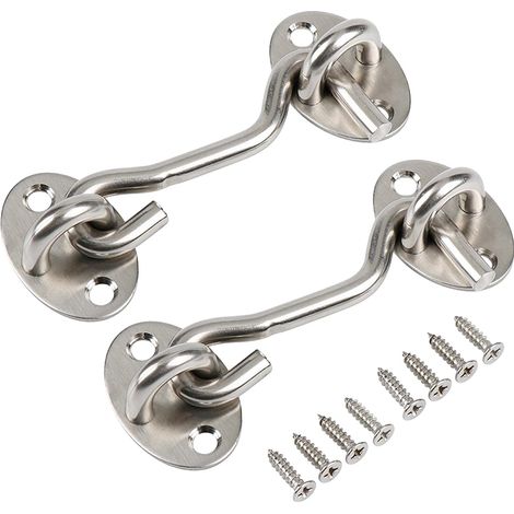 Cerradura de gancho y argolla para mayor privacidad, cerradura sencilla, apta para puertas de granero, color plata, 2 piezas (7,6 cm). (1/2)