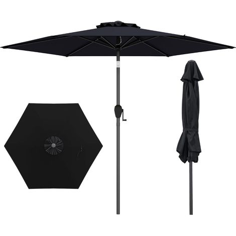 Sonnenschirm für die Terrasse, 230 cm, Schwarz, mit Kurbel- und Neigefunktion