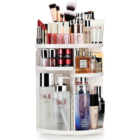 Organisateur De Maquillage - Tourne Disque 360 Degres - 7 Niveaux Reglables - Pour Coiffeuse Salle De Bain Chambre - 1 Piece (1/5)