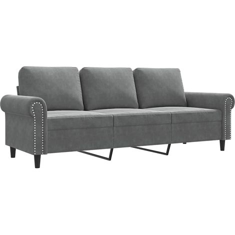 Canapé  Sofa à 3 places Gris foncé 180 cm Velours (1/5)