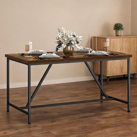 Table de salle à manger marrone en mDF Acciaio 150 x 80 x 75 cm (1/5)