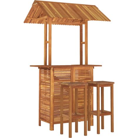 Set bar da giardino 3 pezzi in legno massello di acacia 020013363