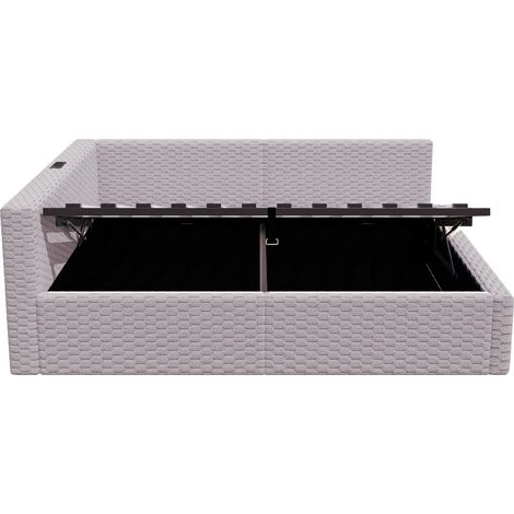 Cama con almacenamiento 140 x 200 cm en terciopelo gris con LED, 2 USB y 1 USB-C (1/5)