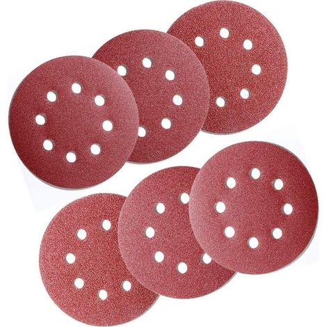 Disque de Ponçage Papier Abrasif,60 Pièces,Disques Abrasifs de 125mm avec 8 Trous,Grain P40/60/80/120/180/240,pour Ponceuses orbitale (10 disques par taille de grain) (1/5)