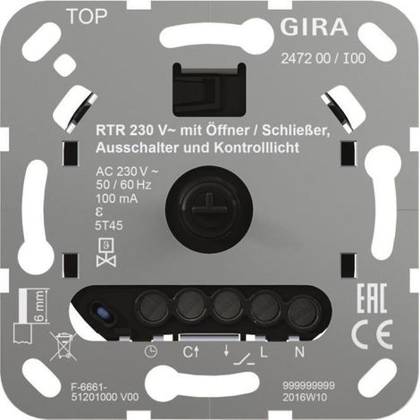 Gira RTR 230 V Apert./Chius. Aus + Inserto di controllo [247200], 2472 00