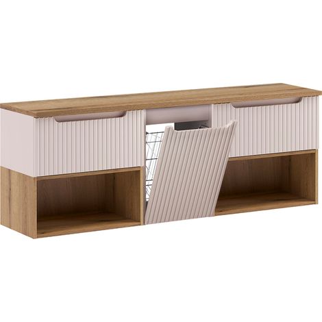 Mueble bajo lavabo 160cm cesto lavandería Riva Cachemira y Madera (1/4)