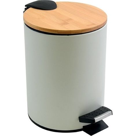 Spirella – Poubelle de salle de bain à pédale 3L – Acier et bambou – Couvercle anti-traces – Mécanisme Easy-Close silencieux