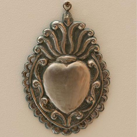 Ex-voto patine bleue en fer 19x13cm (1/2)