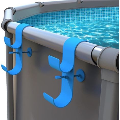 Crochets Pour Piscine - Crochets Métalliques Double Branche - Support Pour Accessoires De Piscine Hors Sol - Diamètre Max 80 mm - 1 Pièce (1/4)