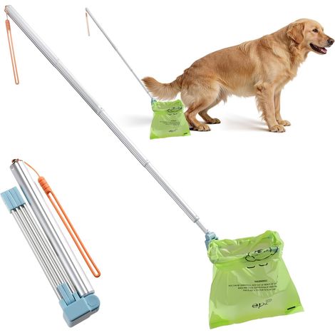 Ramasse-crottes de chien, outil de nettoyage portable et pliable, pelle à déjections, manche télescopique en acier inoxydable, cadre en caoutchouc souple et collant lavable-AquaForge