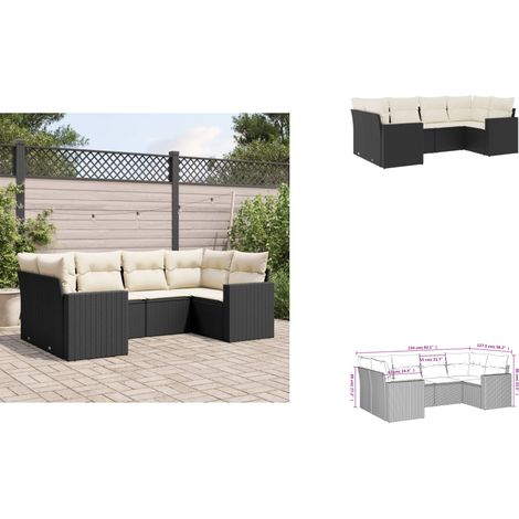 Salon de jardin 6 pcs avec coussins noir résine tressée - Ensemble Salon De Jardin - Meuble De Jardin - Salon Extérieur - Canapé Jardin - Résine Tressée (1/3)