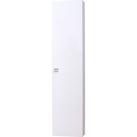 Idroweb – Colonne de salle de bain suspendue 1 porte – 3 étagères – Dimensions 32 x 16 x h 140 cm – Finition laquée blanche