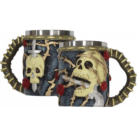 Becher Rose &amp Totenkopf aus Harz. Tole10