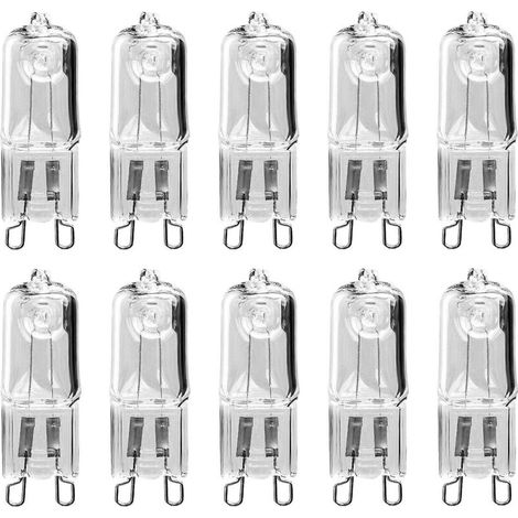 Packung mit 10 G9-Halogenlampen (18 W), warmweißes Licht, für Pendelleuchten und Tischlampen (1/5)