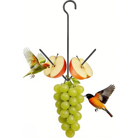 Mangeoire à oiseaux en fer à suspendre avec crochet orange pour patios amateurs de jardin Mangeoire à oiseaux en métal (1/5)