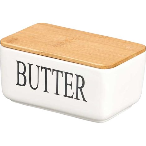 Burriera in ceramica con coperchio in bambù (1/5)