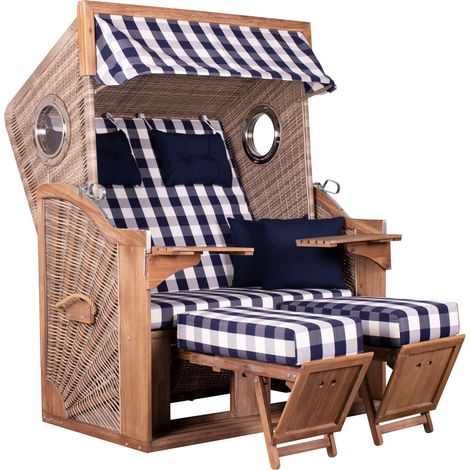 deVries TRENDY PURE GREENLINE Des. 743 Strandkorb 135XL PE ant. wh. 130x80x165 cm