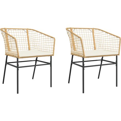 Maison Exclusive - Gartenstühle 2 Stk. mit Kissen Braun Poly Ratt