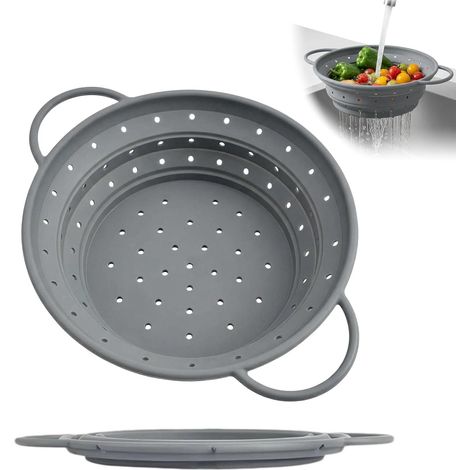 Passoire à pâtes pliable en silicone de 28 cm, passoire de cuisine (1/5)