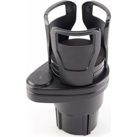 Car Cup Holder, Car Drink Holder, 2 in 1 Multi-Functional Car Drink Holder 360 Degree Rotating Adjustable Double Bottle Holder (Black) (1/5)