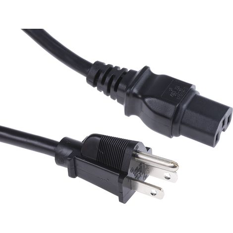 Câble d'alimentation, Noir, Connecteur C15, CEI vers NEMA 5-15P, fiche mâle américaine, 2m ( Prix pour 1 ) (1/3)