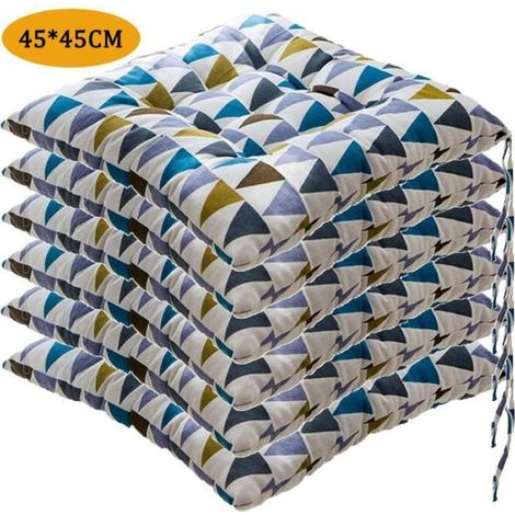 Lot de 6 Coussin de Chaise Coussins de Siège, Carré Tatami Respirant Schéma Coussins de Chaise Galette de Chaise, 4545cm,Style C (1/4)