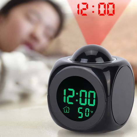 Réveil à projection, horloge vocale LCD multifonctionnelle personnalisable pour salon avec affichage lumineux (1/5)