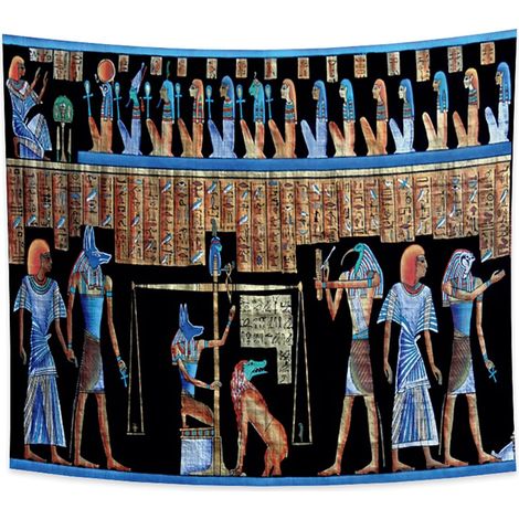 150x130cm Égypte ancienne Tapisserie Dieu Anubis Horus Passage des Enfers Équilibre Décision Civilisation ancienne Tenture Tapisseries Pour la maison Decor de mur Table Cloth Couverture (1/5)