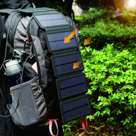 Panneau solaire portable pliable USB pour téléphone - Chargeur d'énergie solaire noir (1/5)
