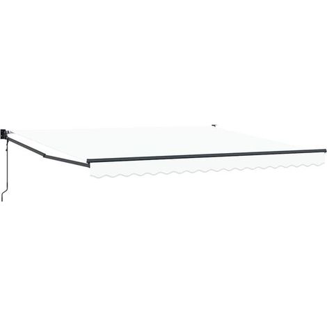 Store banne rétractable blanc, 400 x 300 cm, en polyester et aluminium. (1/5)