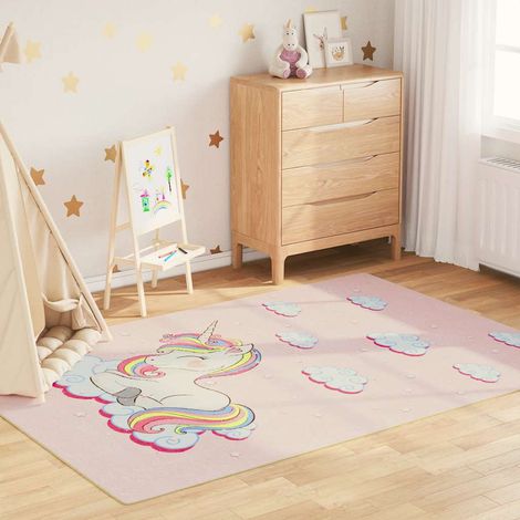Tapis enfants rose 160x230 cm licorne lavable (1/5)