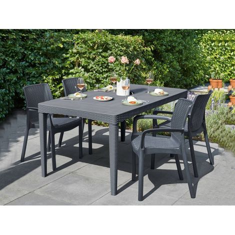 Dmora - Gartentisch Lappano, Picknickbasis, Garten-Esstisch, Mehrzweck-Außenbank, 160x90 h74 cm, Anthrazit (1/3)