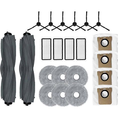 Accessoires pour Dreame Bot L20 Ultra/ L30 Ultra/ X20 Pro/ S30 Pro Ultra : Brosse latérale principale, Chiffon de nettoyage, Filtre HEPA, Sacs à poussière () (1/4)