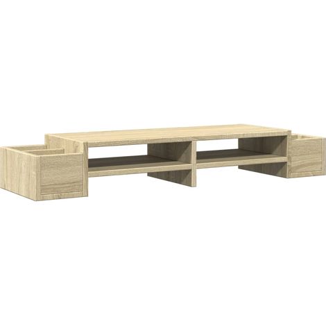 Mesa de escritorio con soporte para monitor y almacenamiento madera de ingeniería Sonoma color marrón 020044930