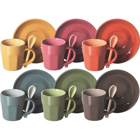 Excelsa Abbraccio Set Tazzine Da Caffè, Ceramica, 6pz, Multicolore, 5.5 x 5.5 x 6.5 cm, 1.47 Kg (1/5)