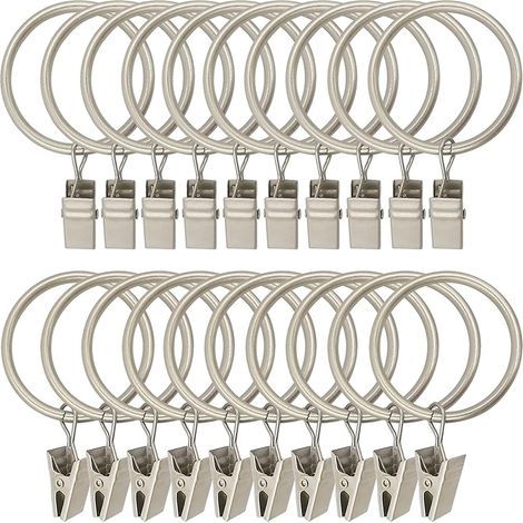 LaBlanc - 30 Stück Gardinenringe, Metall Vorhangclip Gardinenringe mit Clip, Robuster Gardinenclip Gardinenring Rostfreie Gardinenringe für Gardinenstange