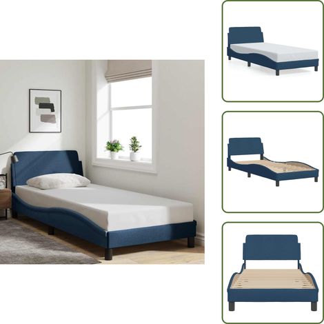 Letto con testiera in tessuto - vidaXL Giroletto con Testiera Dover Blu 90x200 cm Tessuto - Letto con testiera in compensato