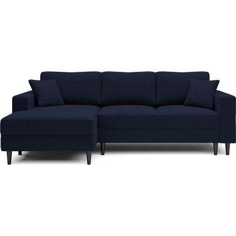 Selsey - Nalika L-förmiges Eckschlafsofa mit einem Behälter aus marineblauem hydrophobem Velours auf der linken Seite (1/4)