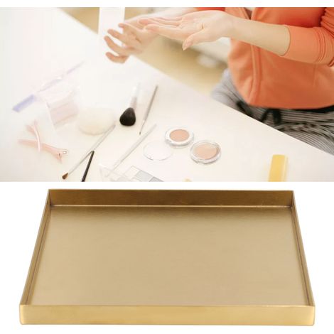Plateau en Acier Inoxydable Doré pour Bijoux, Maquillage, Restauration et Organisateur de Bar (1/5)