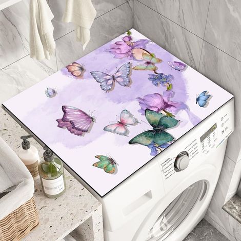 Housse de lave-linge et sèche-linge à motif papillon (60 x 50 cm), antidérapante, à poser sur un plan de travail ou un réfrigérateur.-AquaForge (1/4)