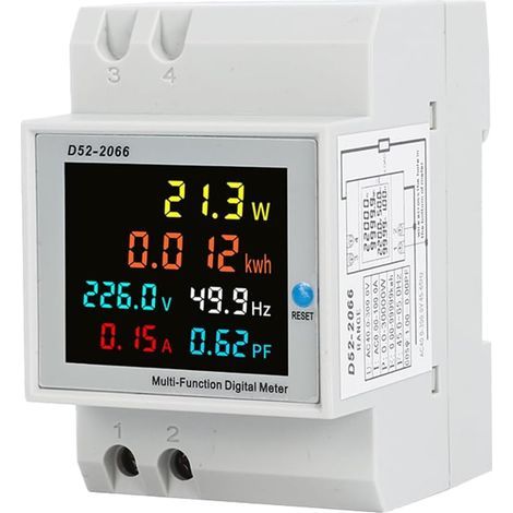 – Compteur d'énergie numérique 6 en 1 AC 40-300V 100A – Mesure puissance 0-30000W et KWh – Voltmètre Ampèremètre Rail DIN – Écran LCD haute définition - AC40-300V (1/5)