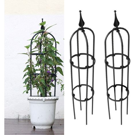2 Kits de Treillis Métallique pour Plantes Grimpantes, Support Jardin Extérieur pour Fleurs et Légumes
