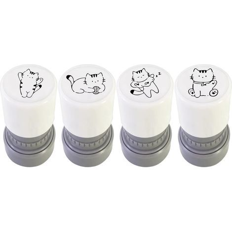 Katzenmotiv, 4-teiliges, nachfüllbares Mini-Set mit Kätzchenmotiven – ideal als Belohnung, Motivation, für Scrapbooking, Karten, Geschenktüten, Gastgeschenke, für Lehrer und Schüler. (1/5)