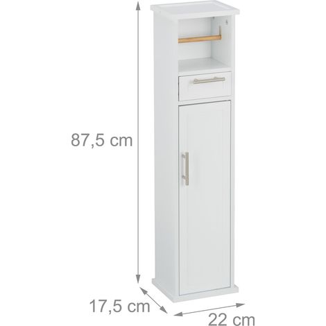 Mobile portaoggetti stretto per bagno 50 x 20 x 80 cm design moderno con pratico cassetto in bambù bianco 130013748