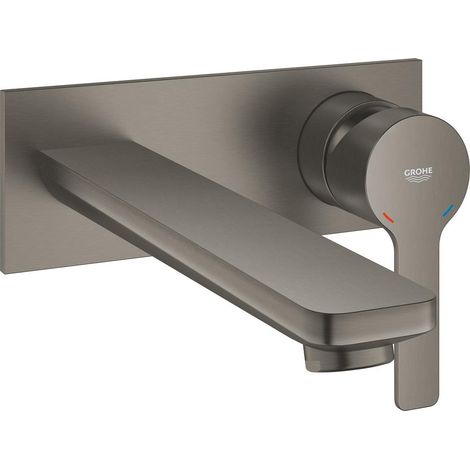 Grohe Lineare - Grifo empotrado de lavabo, instalación de 2 orificios, Hard Graphite cepillado 23444AL1